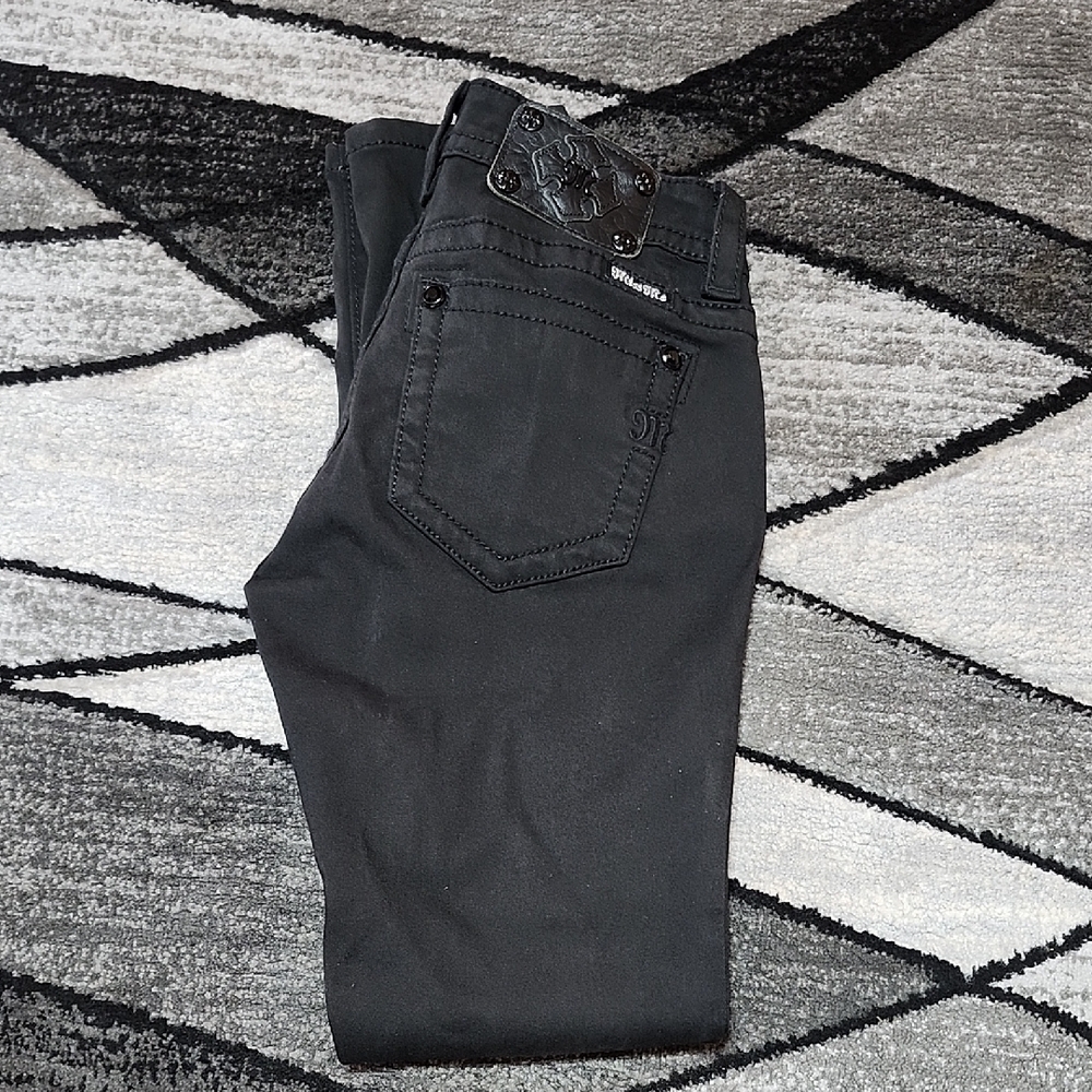MISS ME BLACK EMBROIDERED DESTRUCTION SEQUINS BLK RHINESTONES SKINNY DENIM JEAN